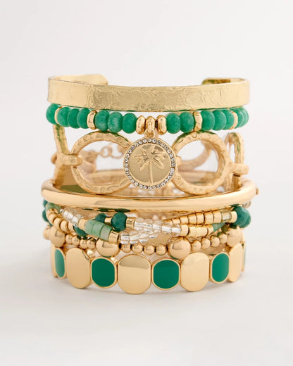 Chico's Genuine Jade Charm Stretch Bracelet